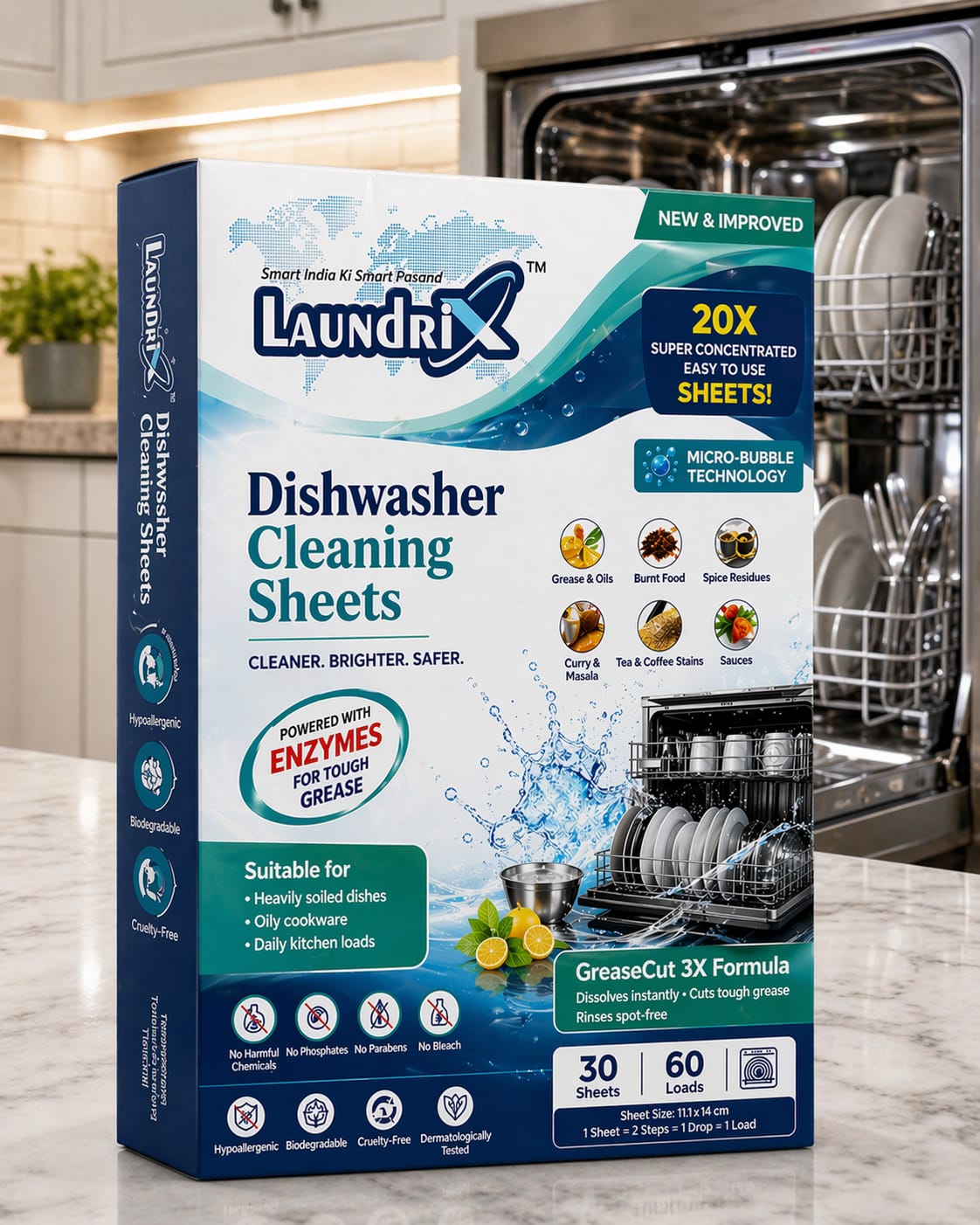Dishwasher Cleaning Sheets packaging